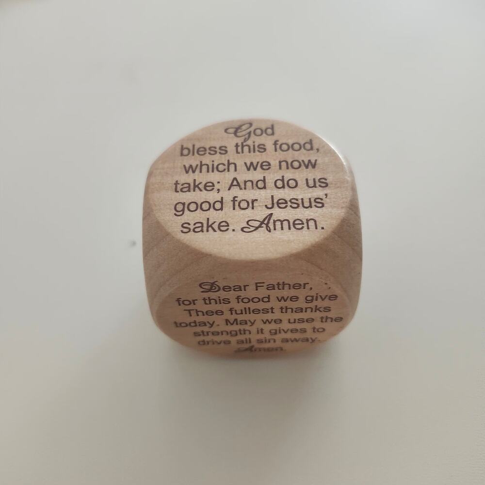 Wooden Prayer Cube Christian Grace Blessing Dice Mealtime Table Religious Gift